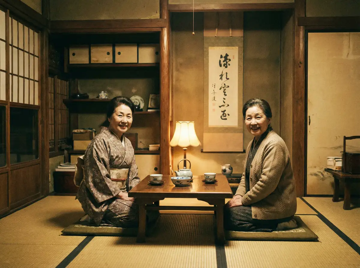 两位优雅的 里番动漫-里番动漫在线观看::全网独家里番动漫合集 在日式茶室中品茶交谈